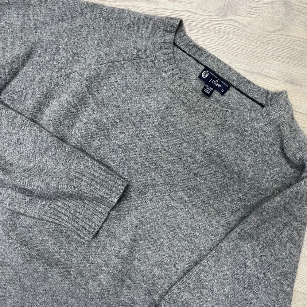 J.Crew Sweater Mens XL Gray Premium Lambswool Crewneck Raglan 98323 FA 09